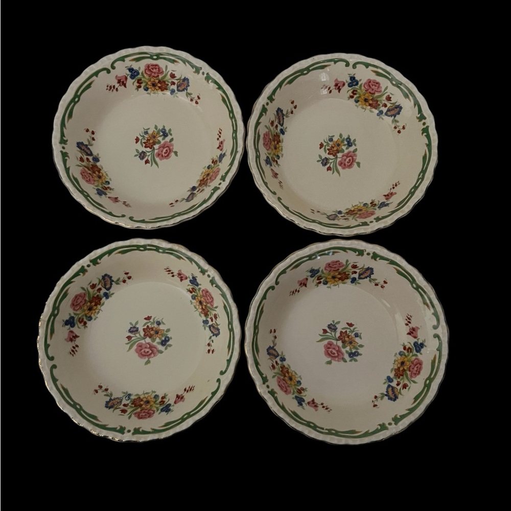 Vintage Grindley England “The Elsa” Ivory Floral - Set of 4 Finger Fruit Bowls